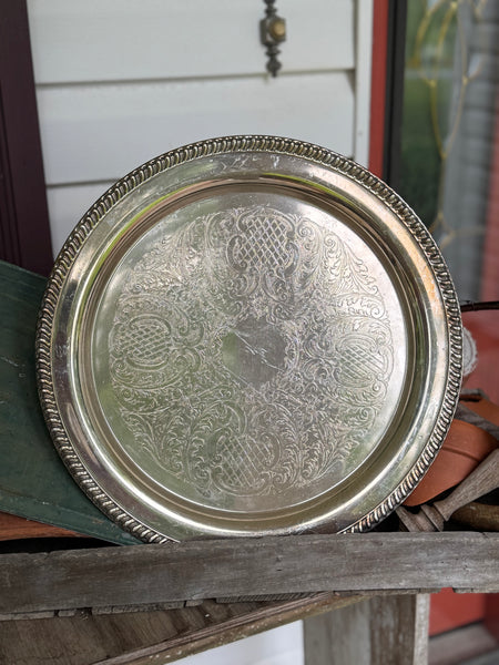 Vintage Silver Tray with Initial