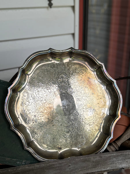 Vintage Silver Tray with Initial