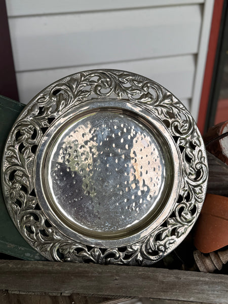 Vintage Silver Tray with Initial
