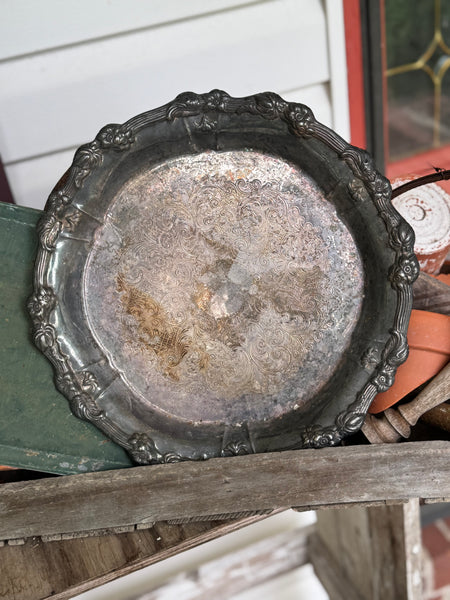 Vintage Silver Tray with Initial