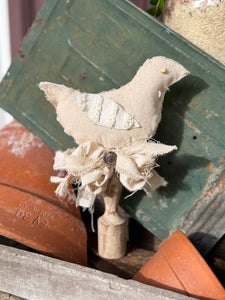 Fabric Bird on Spindle Stand