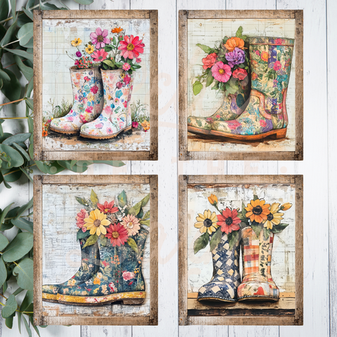 Floral Boots Printable Pack