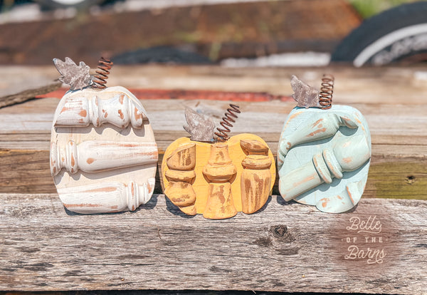 Mini Spindle Pumpkin Set Of Three