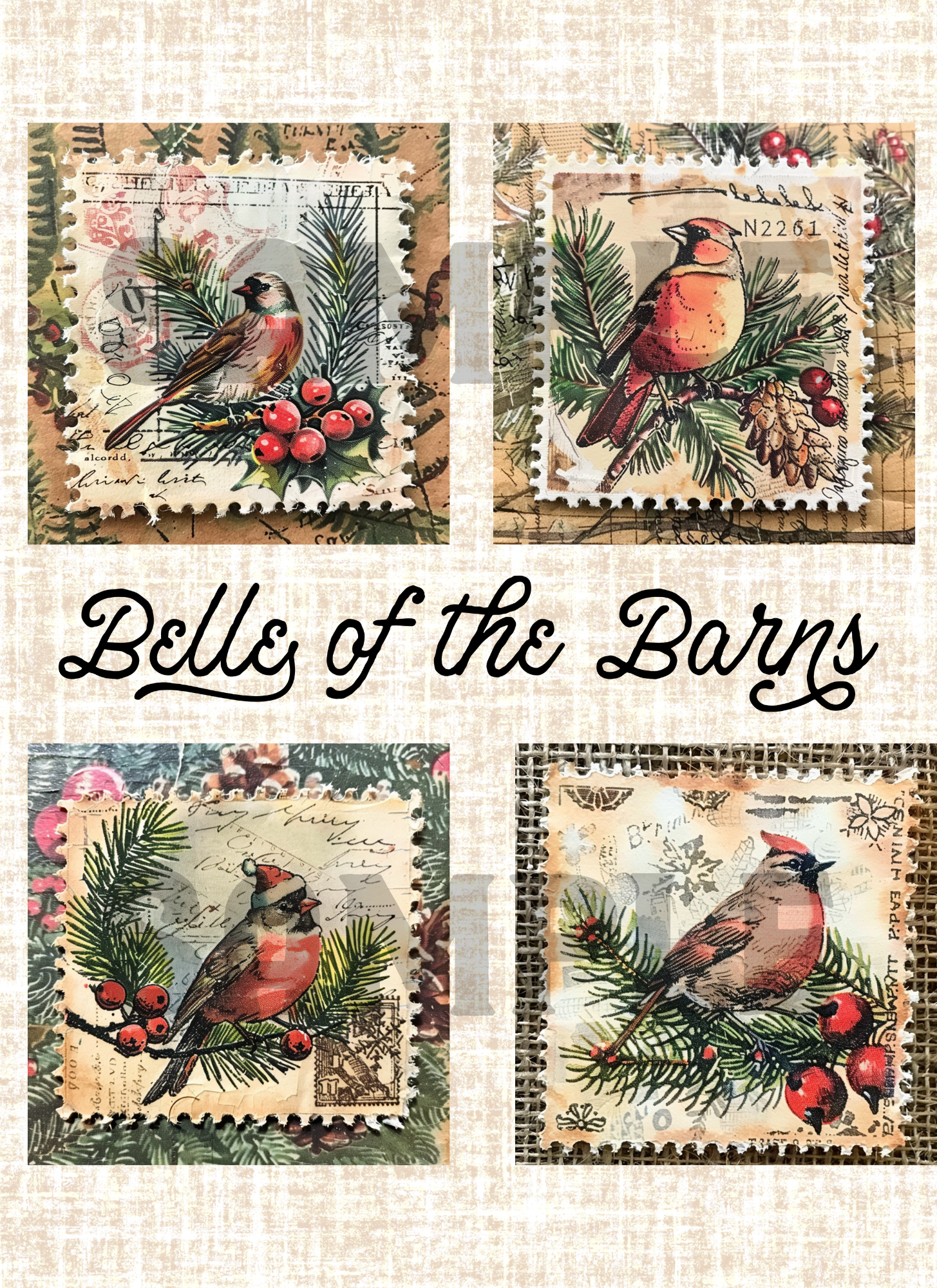 Christmas Bird Stamp Craft Print Bundle