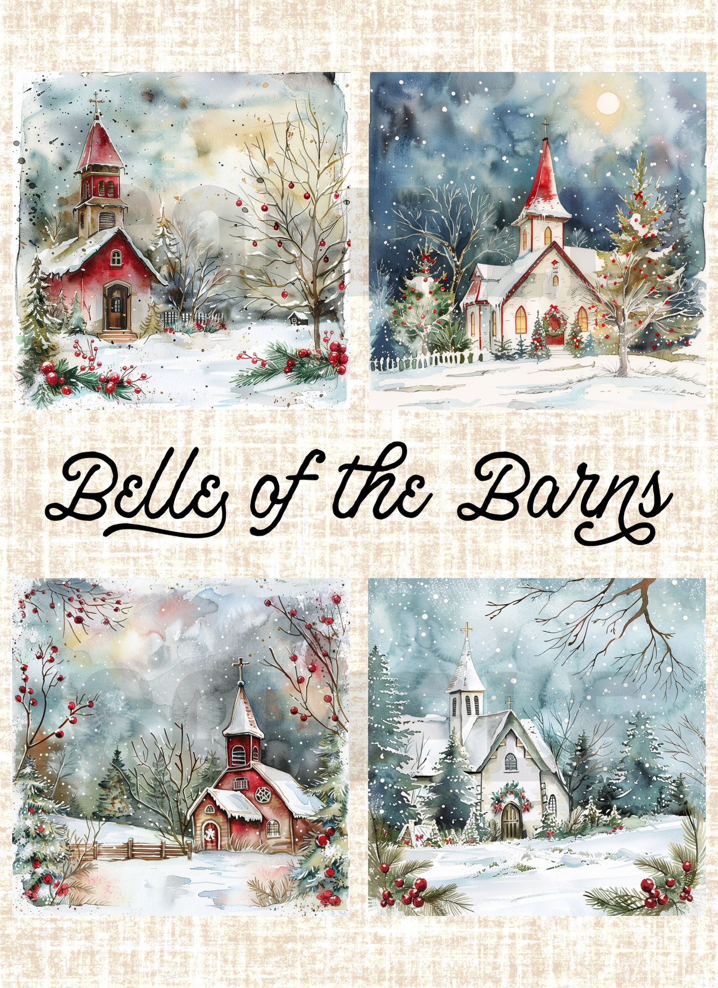 Snowy Christmas Church Craft Print Bundle