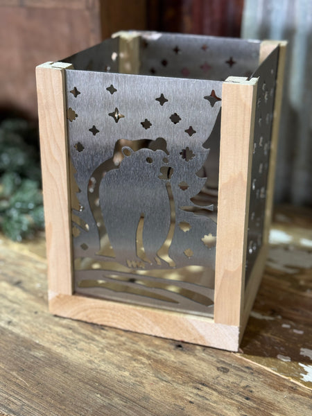 Interchangeable Metal + Wood Lantern ~ Polar Bear