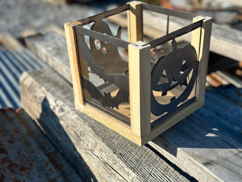 MINI Interchangeable Metal + Wood Lantern ~ Halloween