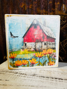 Red Barn Print Block 5x5