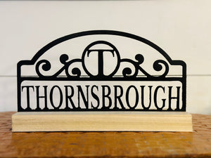 Custom Metal Name Sign with Routed Wood