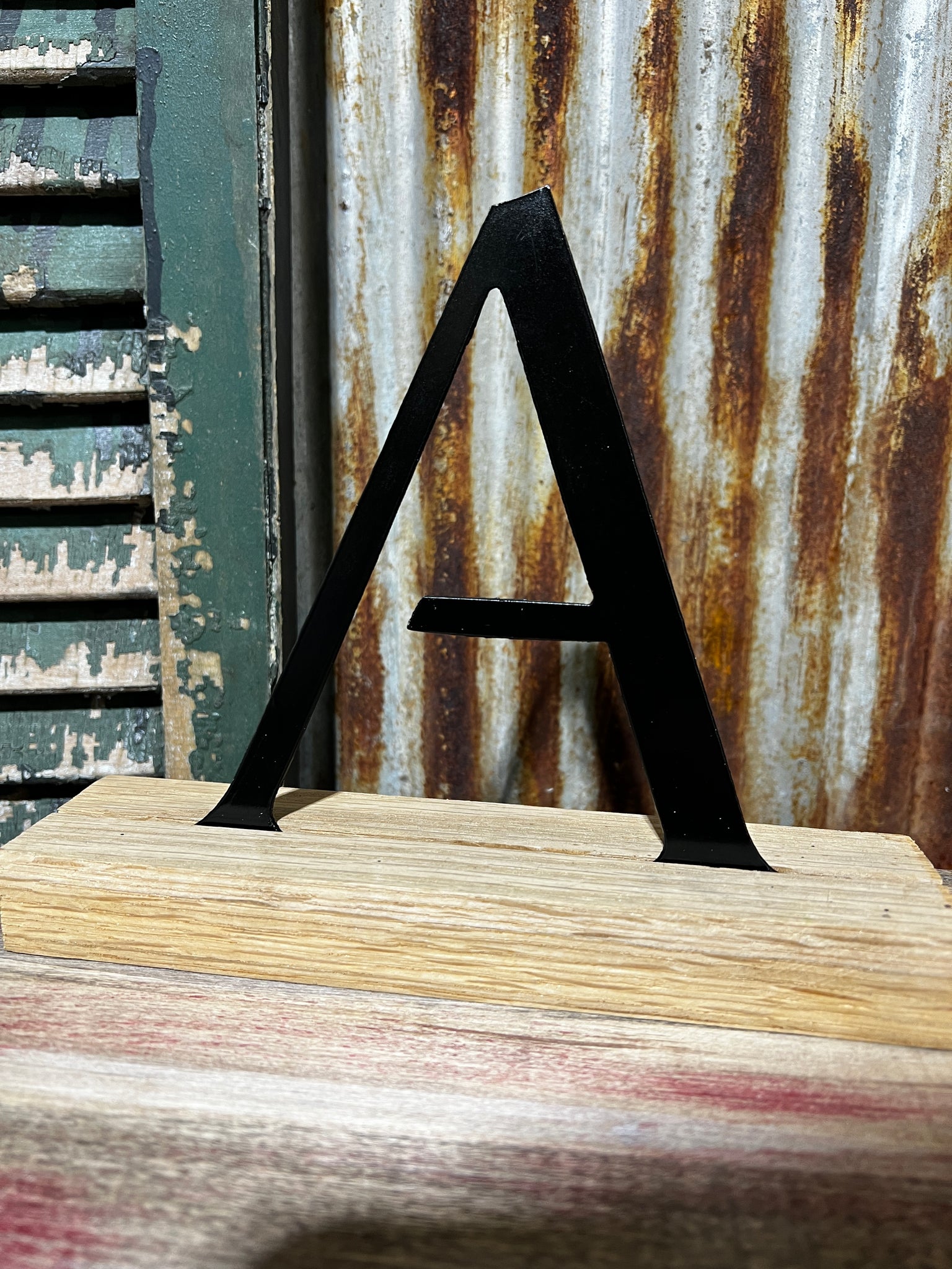 6 inch Black Metal Letter with Routed Wood