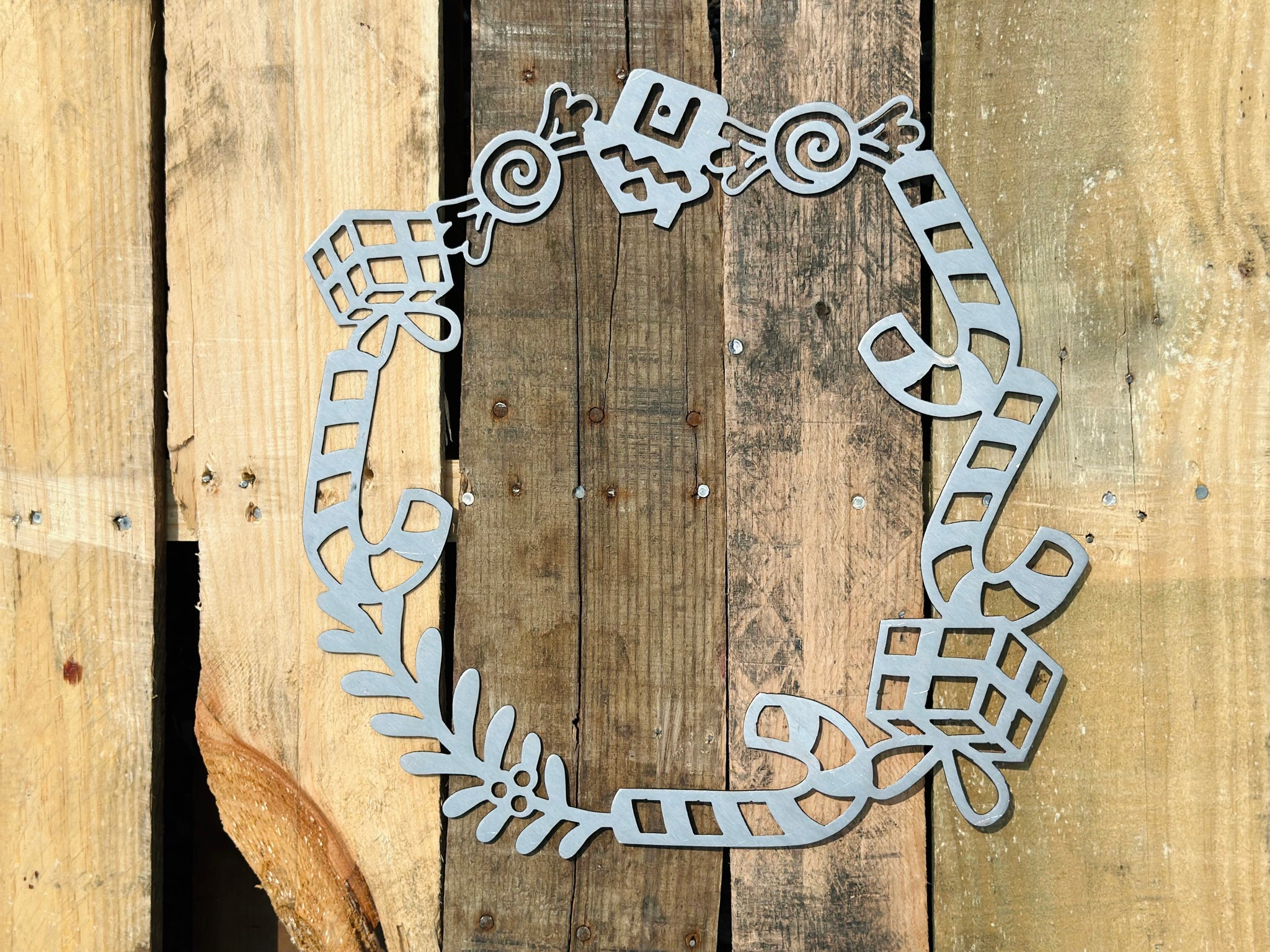 Candy Cane Metal Wreath
